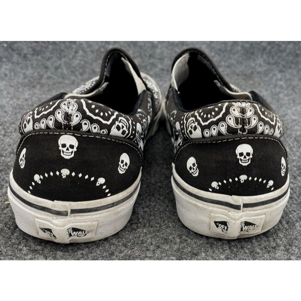 Vans Classic Slip-On Black White Skull Paisley Bandana Shoes Men 9 Women 10.5 - Picture 7 of 11